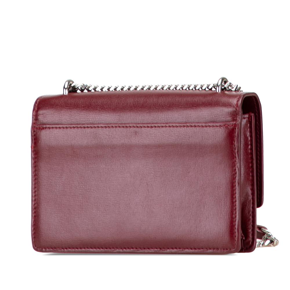 Saint Laurent B Saint Laurent Red Dark Red Calf Leather skin Monogram Sunset Chain Wallet Italy