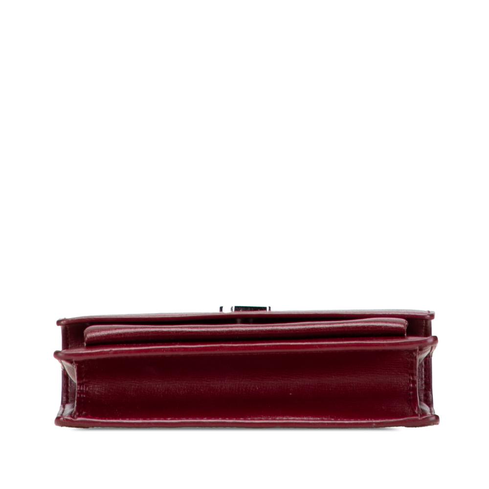 Saint Laurent B Saint Laurent Red Dark Red Calf Leather skin Monogram Sunset Chain Wallet Italy