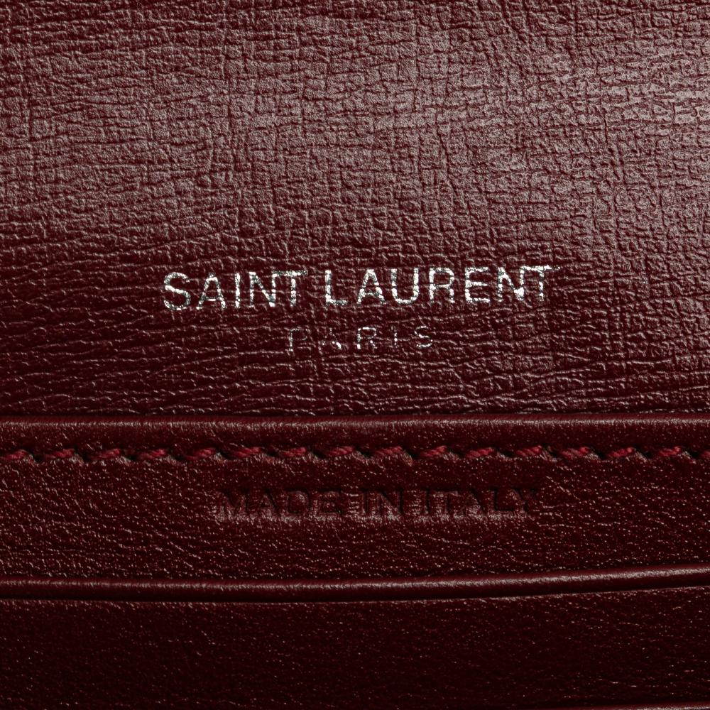 Saint Laurent B Saint Laurent Red Dark Red Calf Leather skin Monogram Sunset Chain Wallet Italy