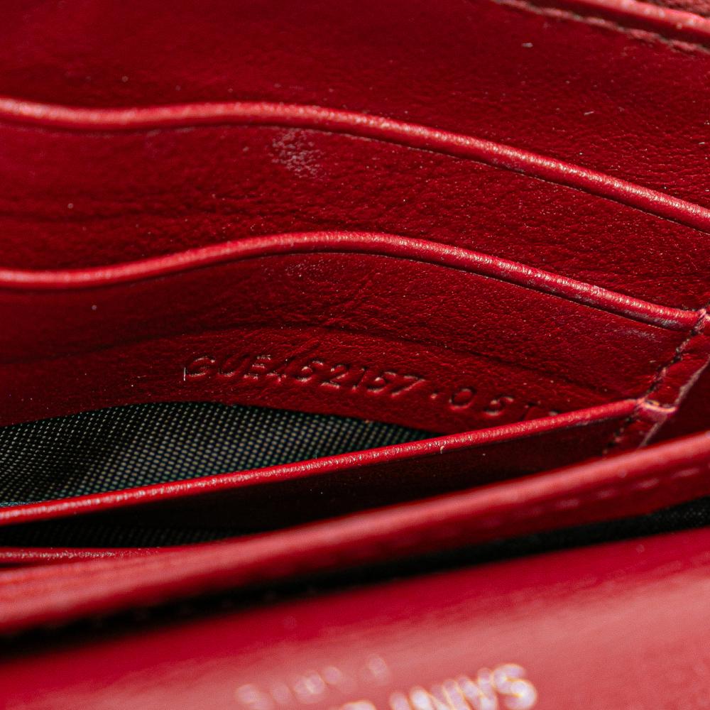 Saint Laurent B Saint Laurent Red Dark Red Calf Leather skin Monogram Sunset Chain Wallet Italy