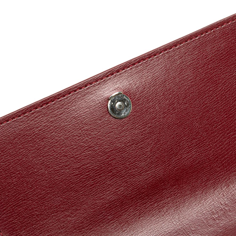 Saint Laurent B Saint Laurent Red Dark Red Calf Leather skin Monogram Sunset Chain Wallet Italy