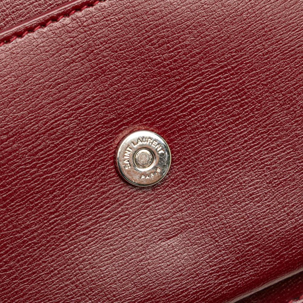 Saint Laurent B Saint Laurent Red Dark Red Calf Leather skin Monogram Sunset Chain Wallet Italy