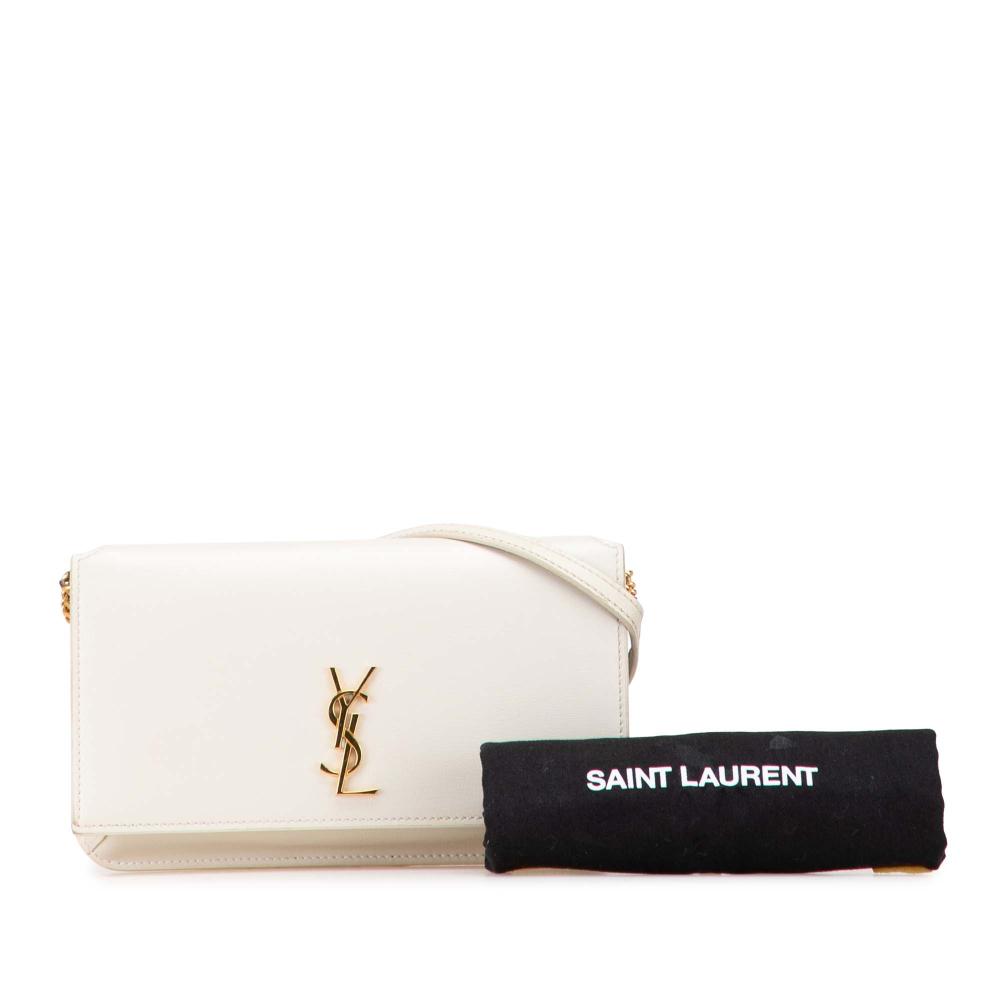 Saint Laurent B Saint Laurent White Off White Calf Leather Smooth Cassandre Phone Holder Italy