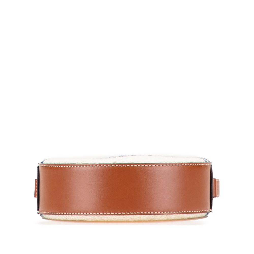 Celine AB Celine Brown Light Beige Canvas Fabric Plein Soleil Round Purse on Strap Italy