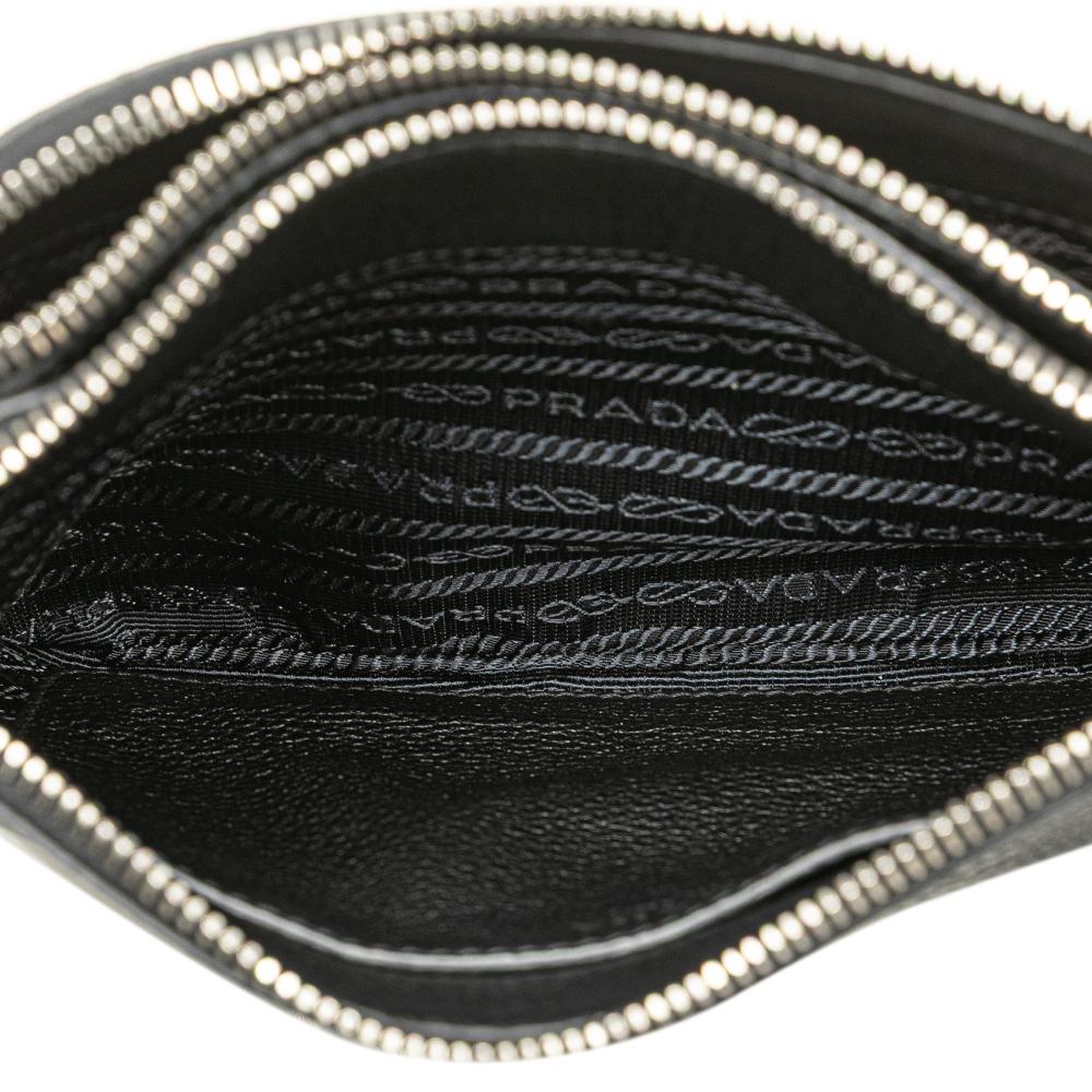 Prada B Prada Black Calf Leather Vitello Phenix Double Zip Crossbody Romania