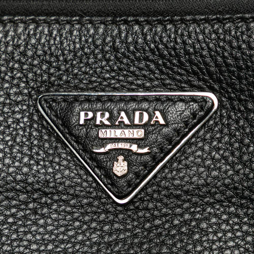 Prada B Prada Black Calf Leather Vitello Phenix Double Zip Crossbody Romania