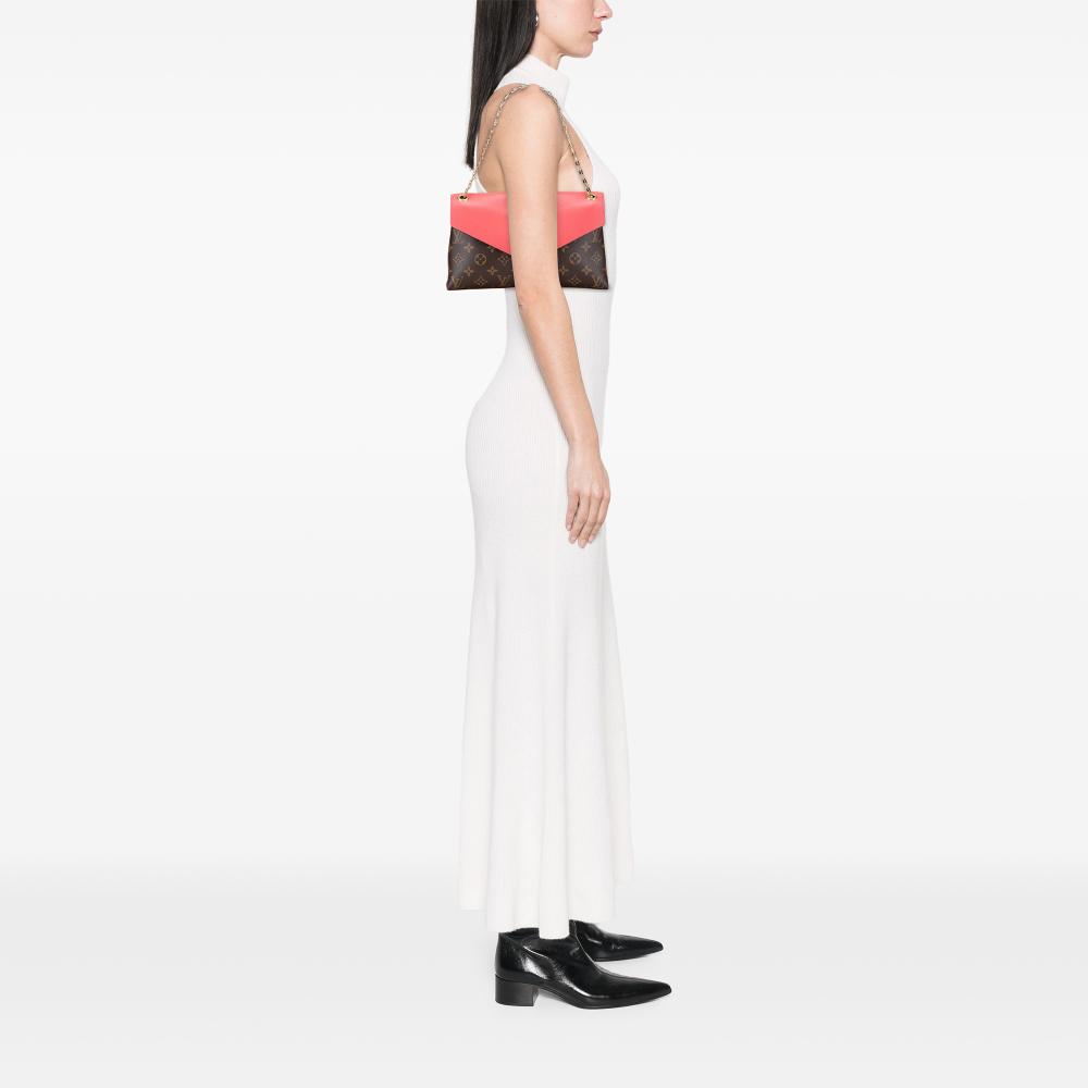 Louis Vuitton B Louis Vuitton Brown with Pink Monogram Canvas Canvas Monogram Pallas Chain Spain