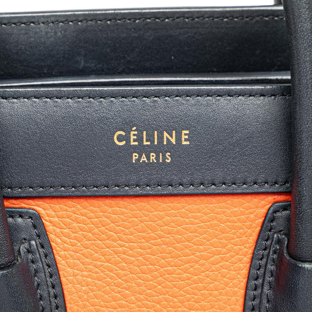 Celine B Celine Orange with Multi Calf Leather Nano Tricolor Luggage Tote Italy