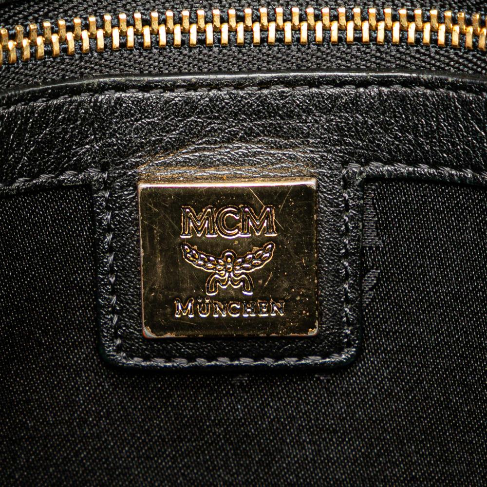 MCM B MCM Gold Coated Canvas Fabric Small Visetos Metallic Studded Stark Backpack Korea, South