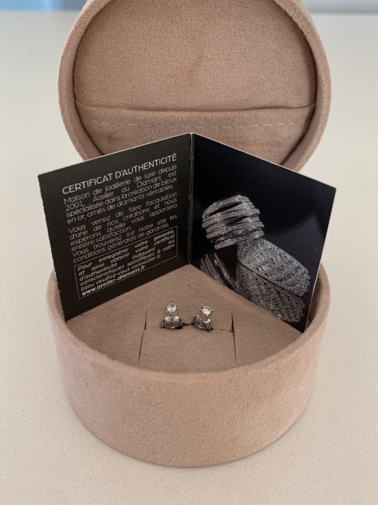 Atelier du diamant Boucles d'oreilles en or blanc et diamant neuves
