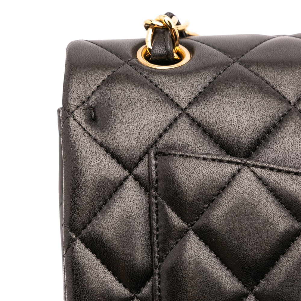 Chanel Classic Double Flap Maxi Lambskin Leather Chevron Shoulder Bag Black
