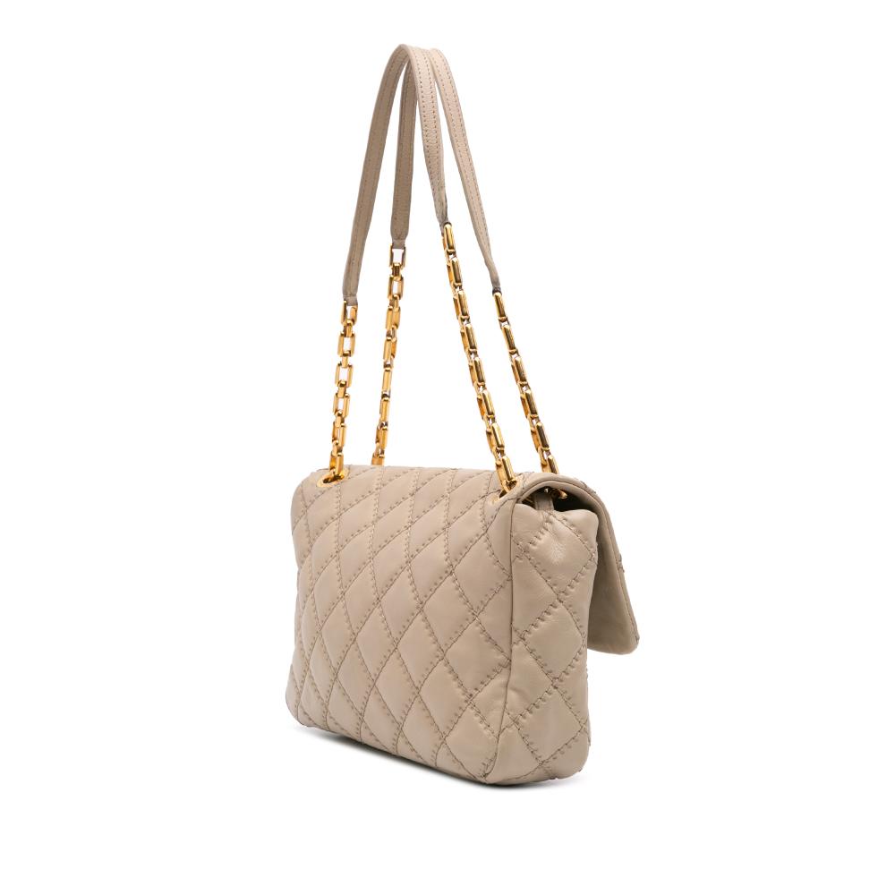 Chanel B Chanel Brown Beige Calf Leather Quilted skin Ultimate Stitch Retro Chain Flap Italy