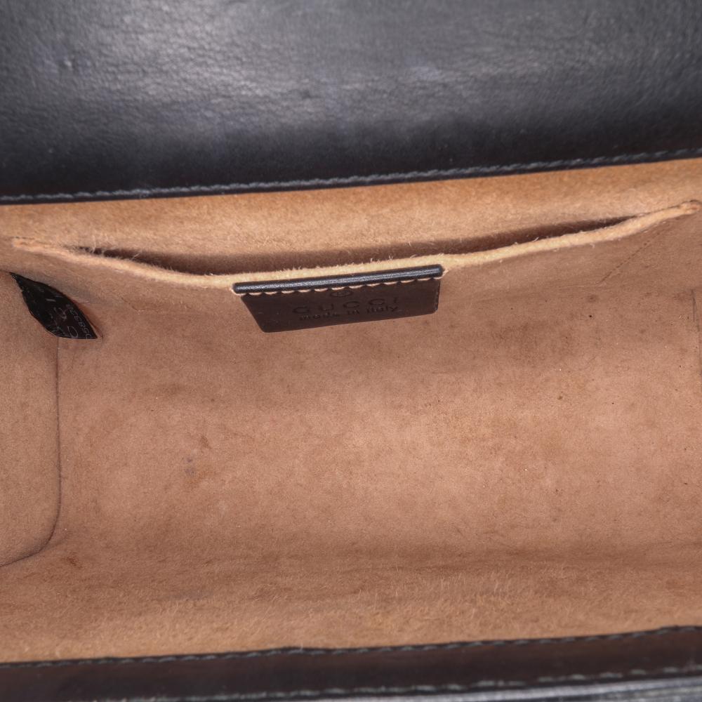 Gucci B Gucci Black Calf Leather Small Pearl Studded Padlock Crossbody Italy