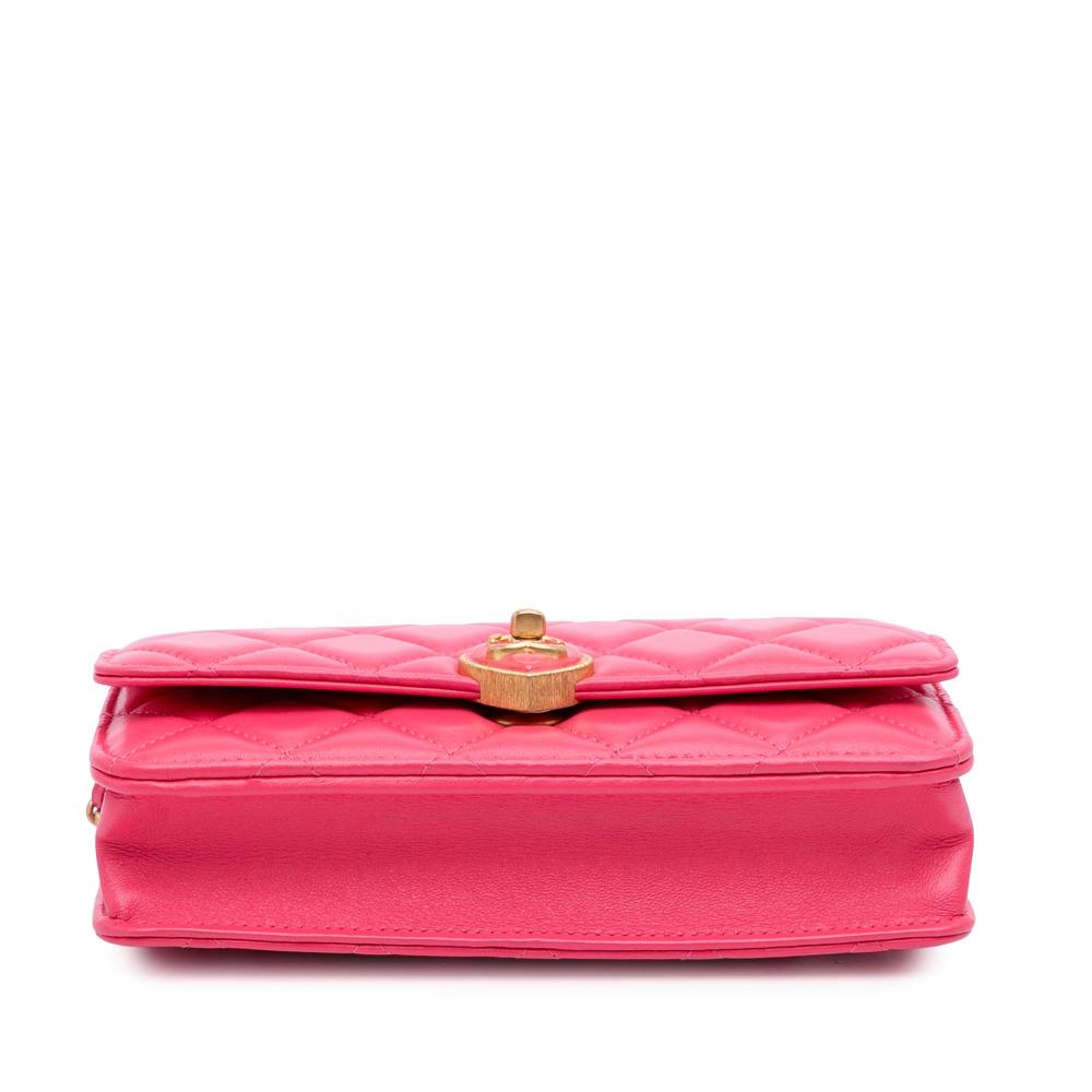 Chanel Pink Quilted Lambskin Acrylic Coco Love Wallet on Chain Italy