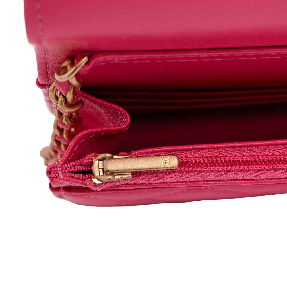 Chanel Pink Quilted Lambskin Acrylic Coco Love Wallet on Chain Italy