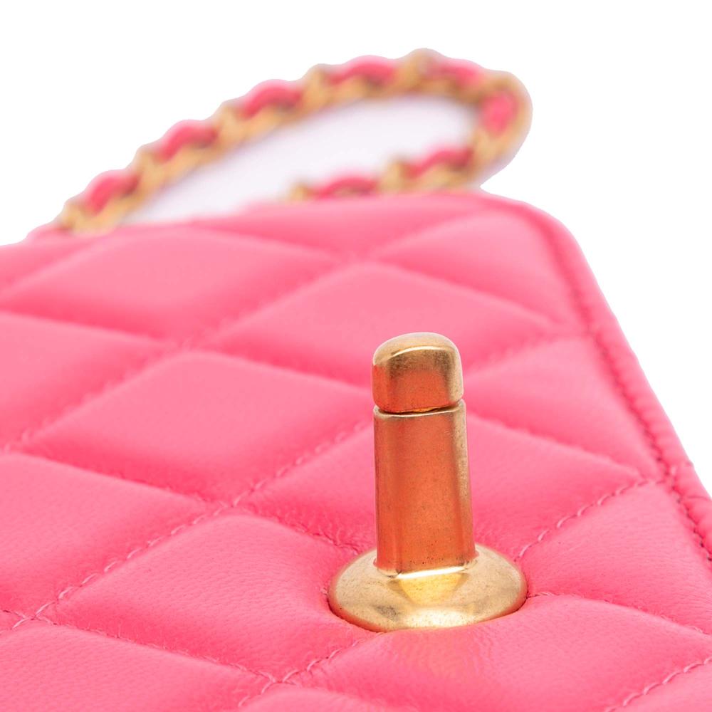 Chanel Pink Quilted Lambskin Acrylic Coco Love Wallet on Chain Italy