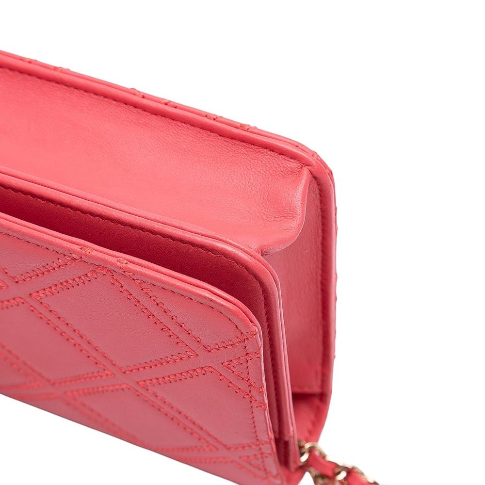 Chanel Pink CC Quilted Lambskin Double Stitch Tassel Wallet On Chain Italy