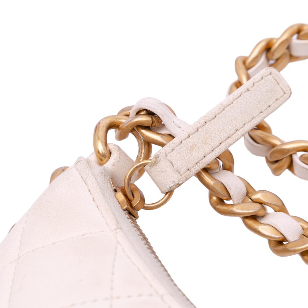 Chanel White Large Shiny Crumpled Quilted Lambskin Trendy Chain Around Hobo Italy