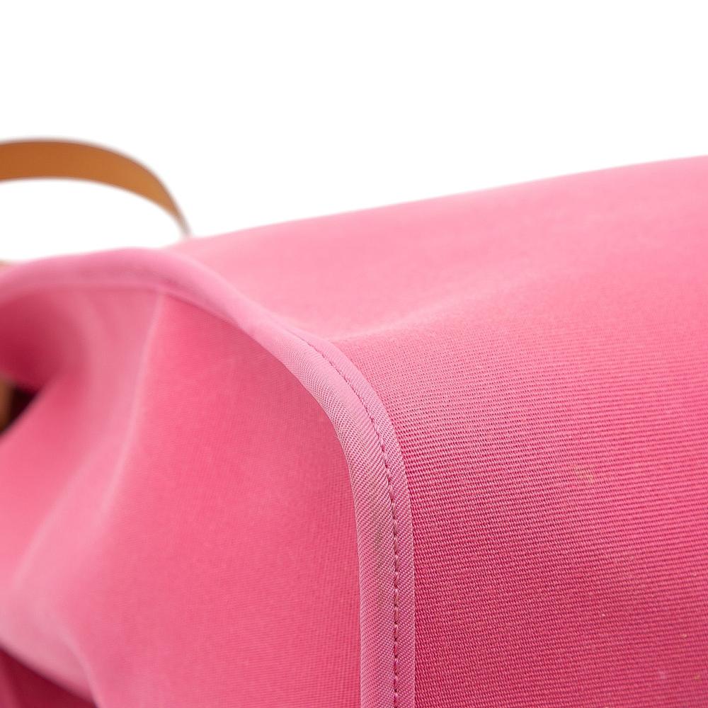 Hermès B Hermès Pink with Brown Canvas Fabric Toile Herbag Zip 39 France