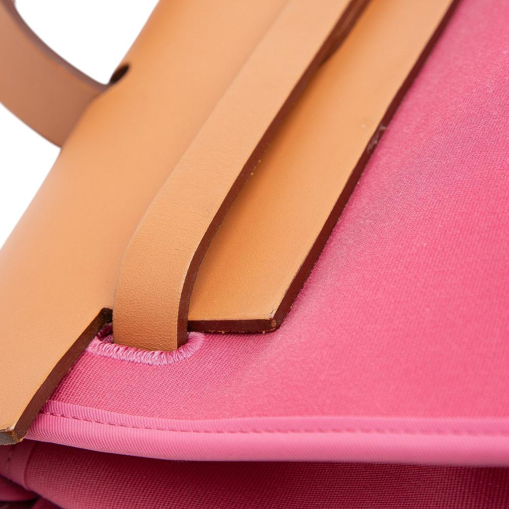 Hermès B Hermès Pink with Brown Canvas Fabric Toile Herbag Zip 39 France