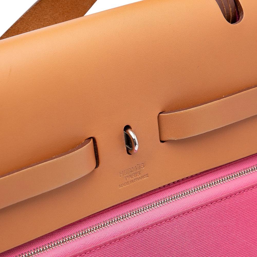 Hermès B Hermès Pink with Brown Canvas Fabric Toile Herbag Zip 39 France