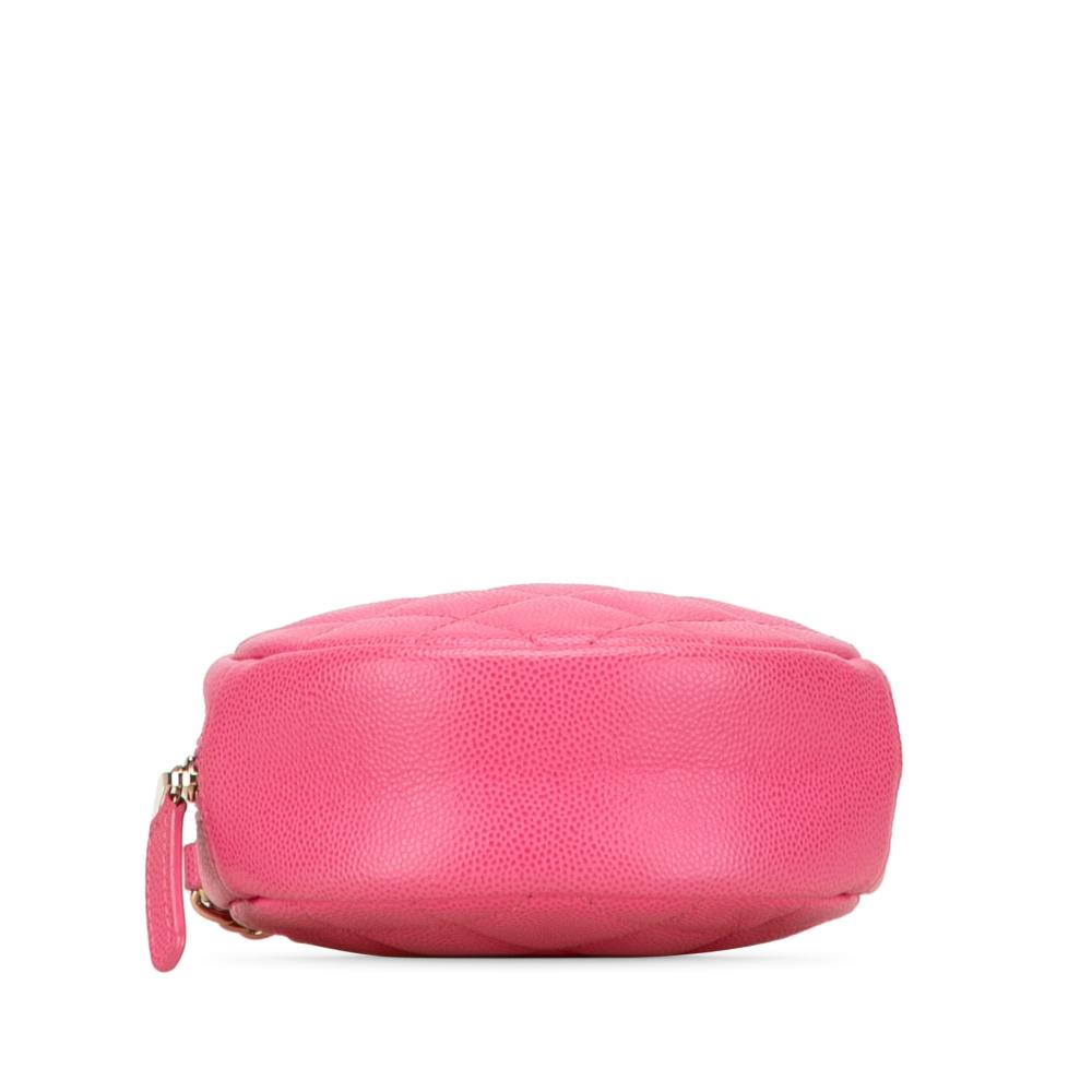 Chanel AB Chanel Pink Hot Pink Caviar Leather Leather CC Quilted Caviar Round Clutch With Chain Italy