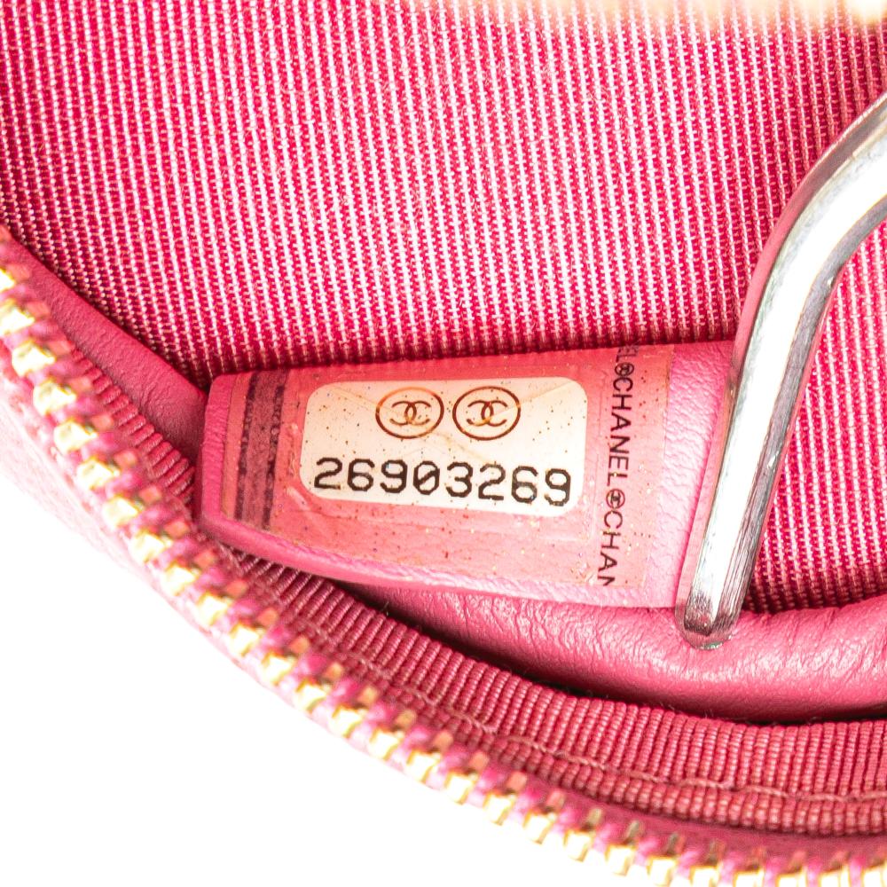 Chanel AB Chanel Pink Hot Pink Caviar Leather Leather CC Quilted Caviar Round Clutch With Chain Italy