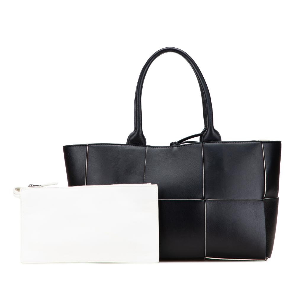 Bottega Veneta B Bottega Veneta Black Nappa Leather Leather Small Nappa Maxi Intrecciato Arco Tote Italy