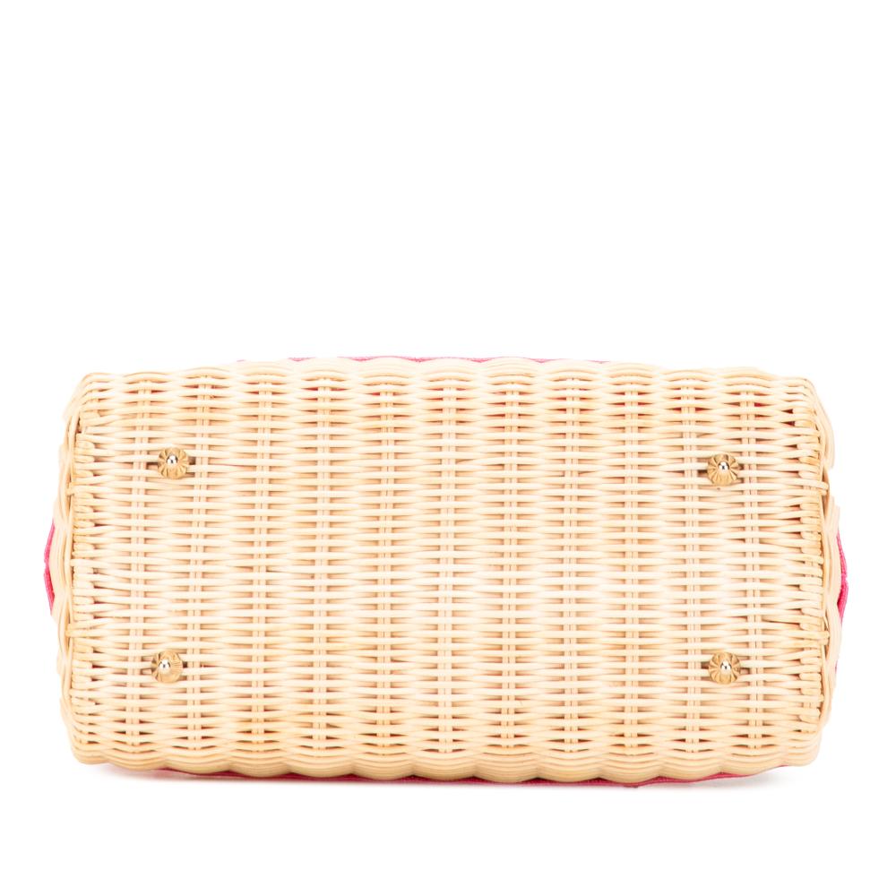 Christian Dior AB Dior Brown Beige with Pink Rattan Natural Material Medium Wicker Oblique Lady Dior Italy