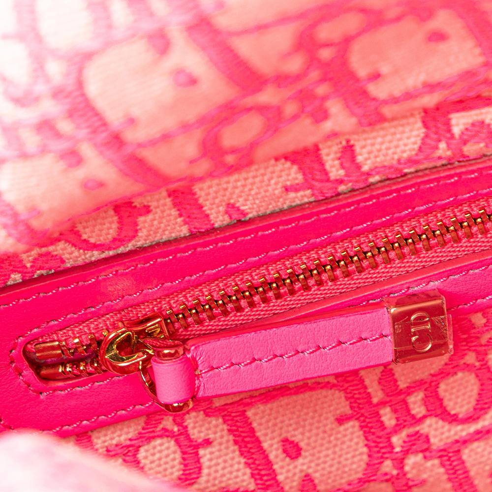 Christian Dior AB Dior Brown Beige with Pink Rattan Natural Material Medium Wicker Oblique Lady Dior Italy