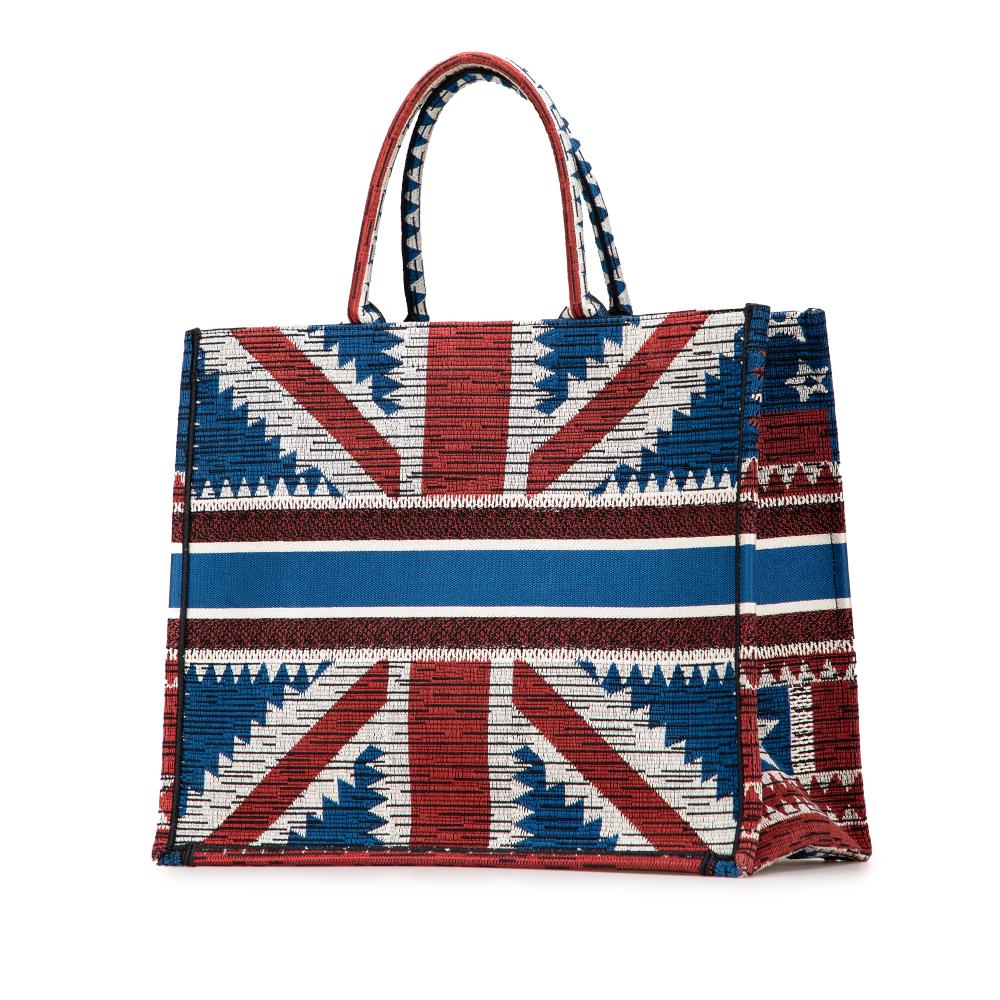 Christian Dior AB Dior Blue Canvas Fabric Large French Flag Book Tote Italy