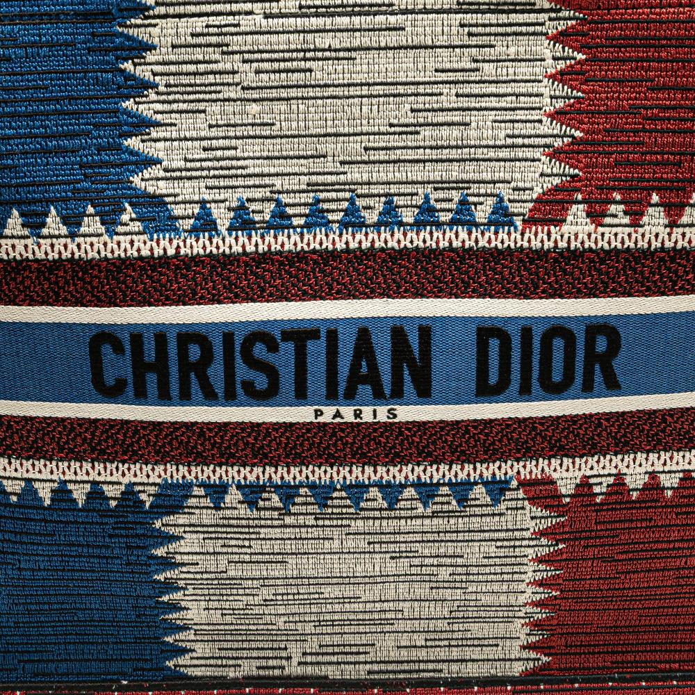 Christian Dior AB Dior Blue Canvas Fabric Large French Flag Book Tote Italy