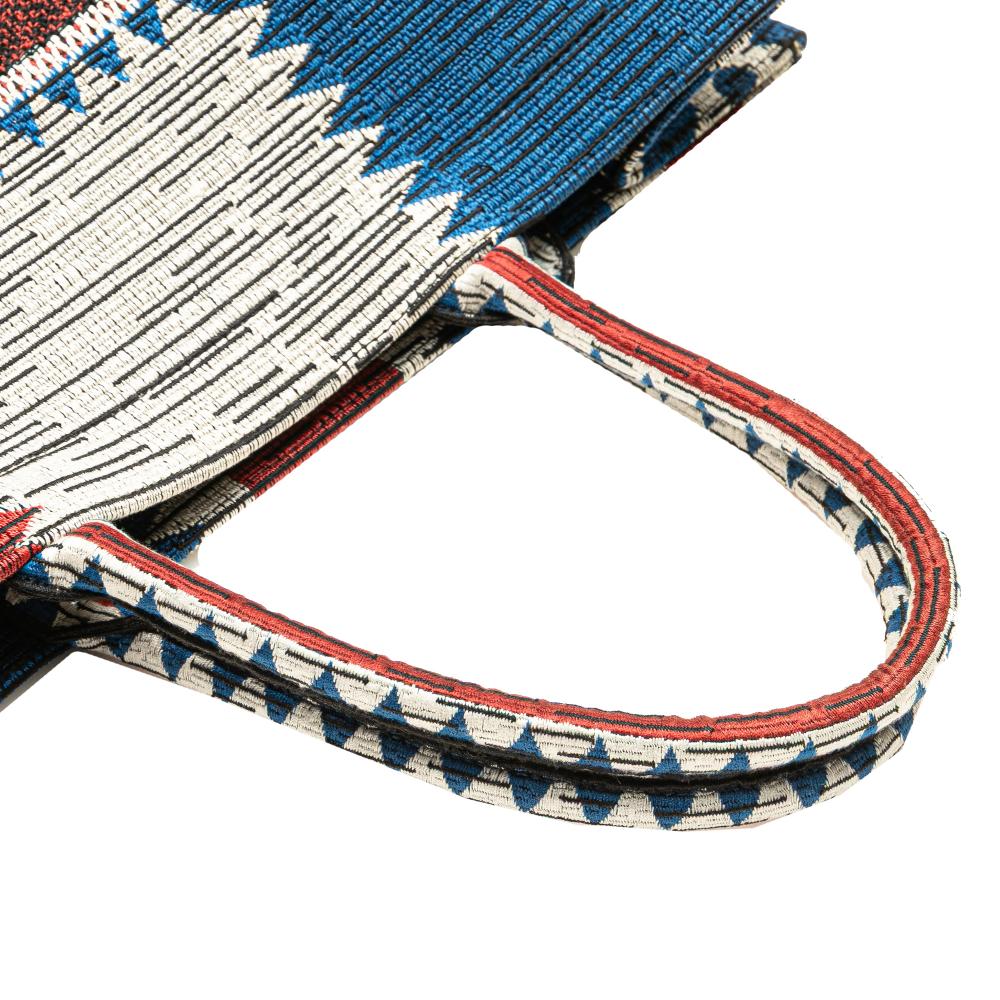 Christian Dior AB Dior Blue Canvas Fabric Large French Flag Book Tote Italy