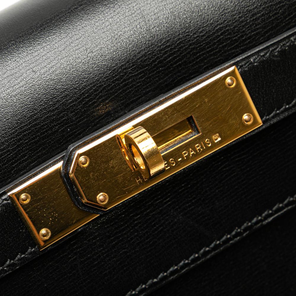 Hermès B Hermès Black Calf Leather Box Kelly Sellier 32 France