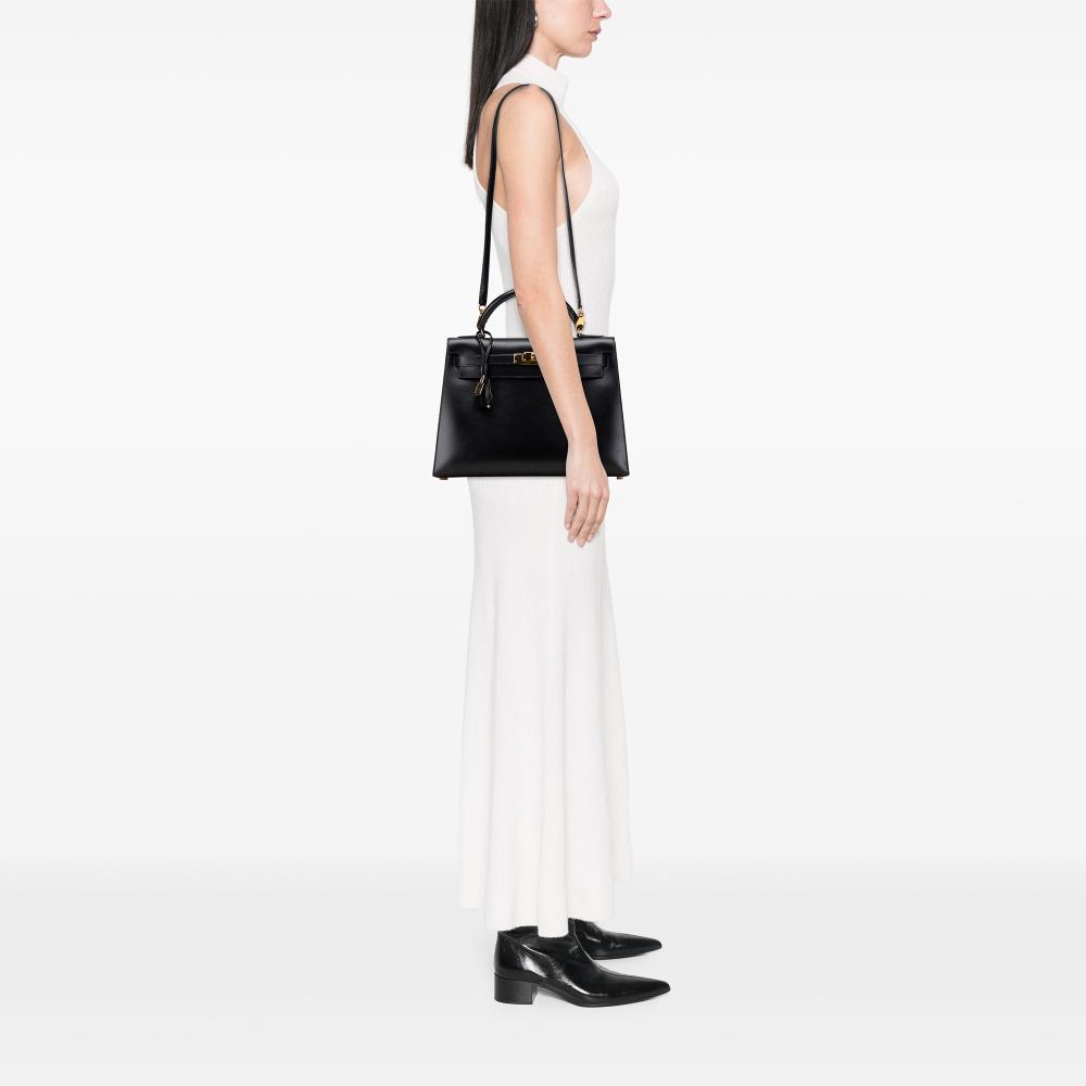 Hermès B Hermès Black Calf Leather Box Kelly Sellier 32 France