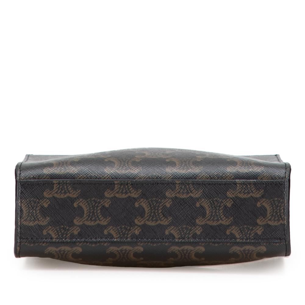 Celine AB Celine Brown Dark Brown Coated Canvas Fabric Mini Triomphe Vertical Cabas Satchel Italy