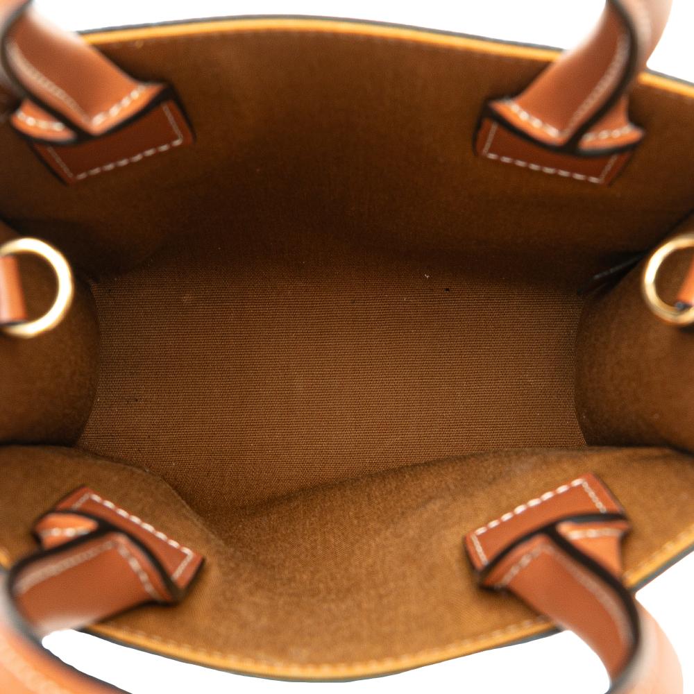 Celine AB Celine Brown Dark Brown Coated Canvas Fabric Mini Triomphe Vertical Cabas Satchel Italy