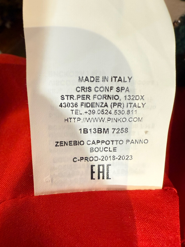 Pinko Zenebio Cappotto Panno Boucle