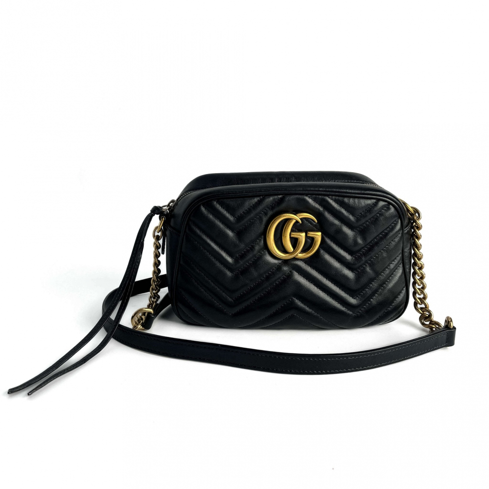 Gucci GG Marmont Small Matelassé Leather Camera Bag Black