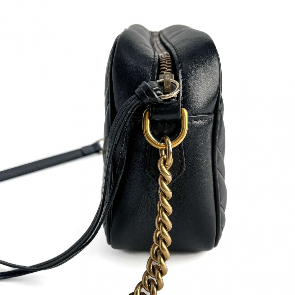 Gucci GG Marmont Small Matelassé Leather Camera Bag Black