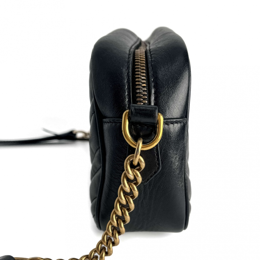 Gucci GG Marmont Small Matelassé Leather Camera Bag Black