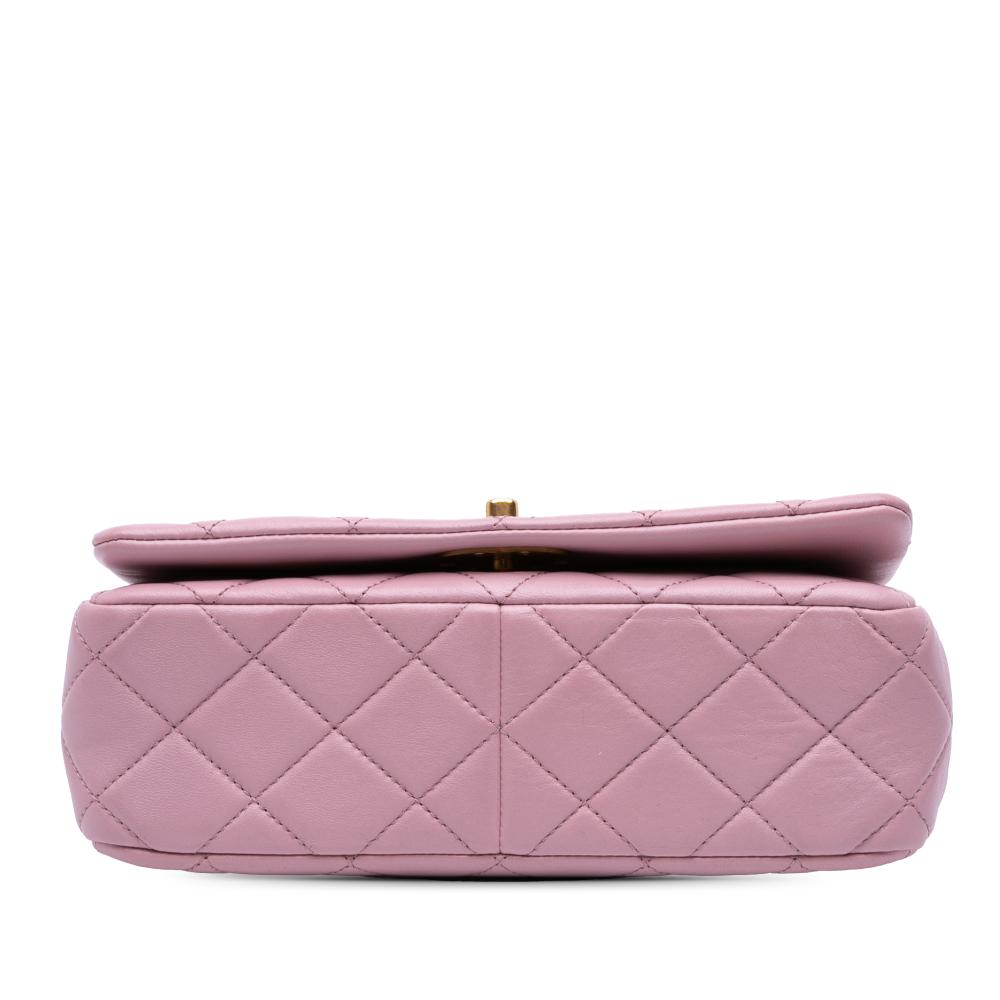 Chanel AB Chanel Pink Lambskin Leather Leather Quilted Lambskin Braided CC Single Flap Italy