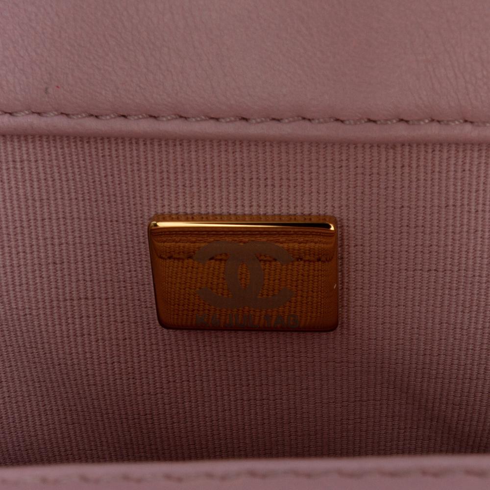 Chanel AB Chanel Pink Lambskin Leather Leather Quilted Lambskin Braided CC Single Flap Italy