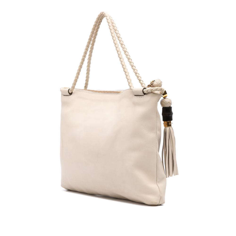 Gucci B Gucci White Calf Leather Handmade Tote Italy