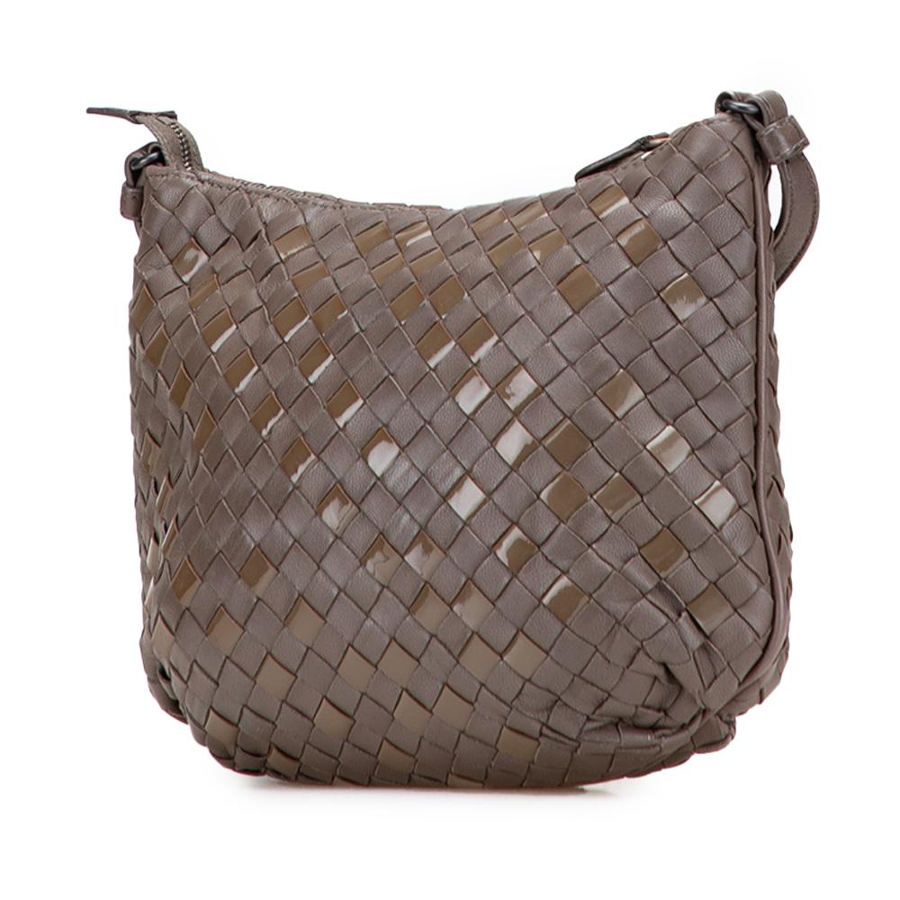 Bottega Veneta B Bottega Veneta Brown Dark Brown Nappa Leather Leather Nappa and Patent Intrecciato Crossbody Italy