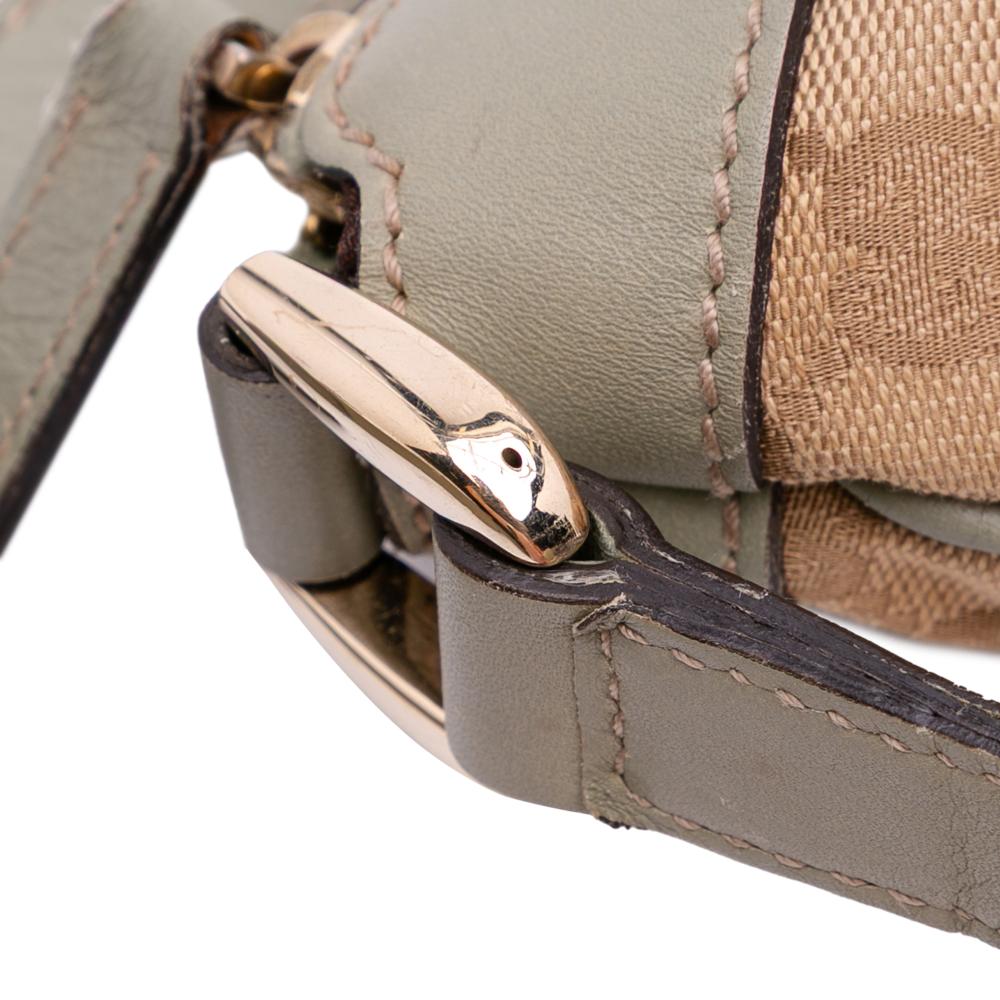 Gucci B Gucci Brown Beige Canvas Fabric GG Abbey D Ring Crossbody Italy