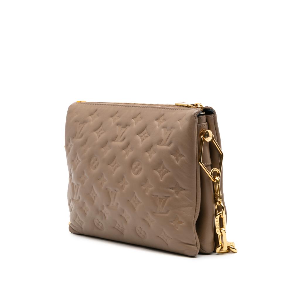 Louis Vuitton Brown Monogram Embossed Puffy Lambskin Coussin PM France