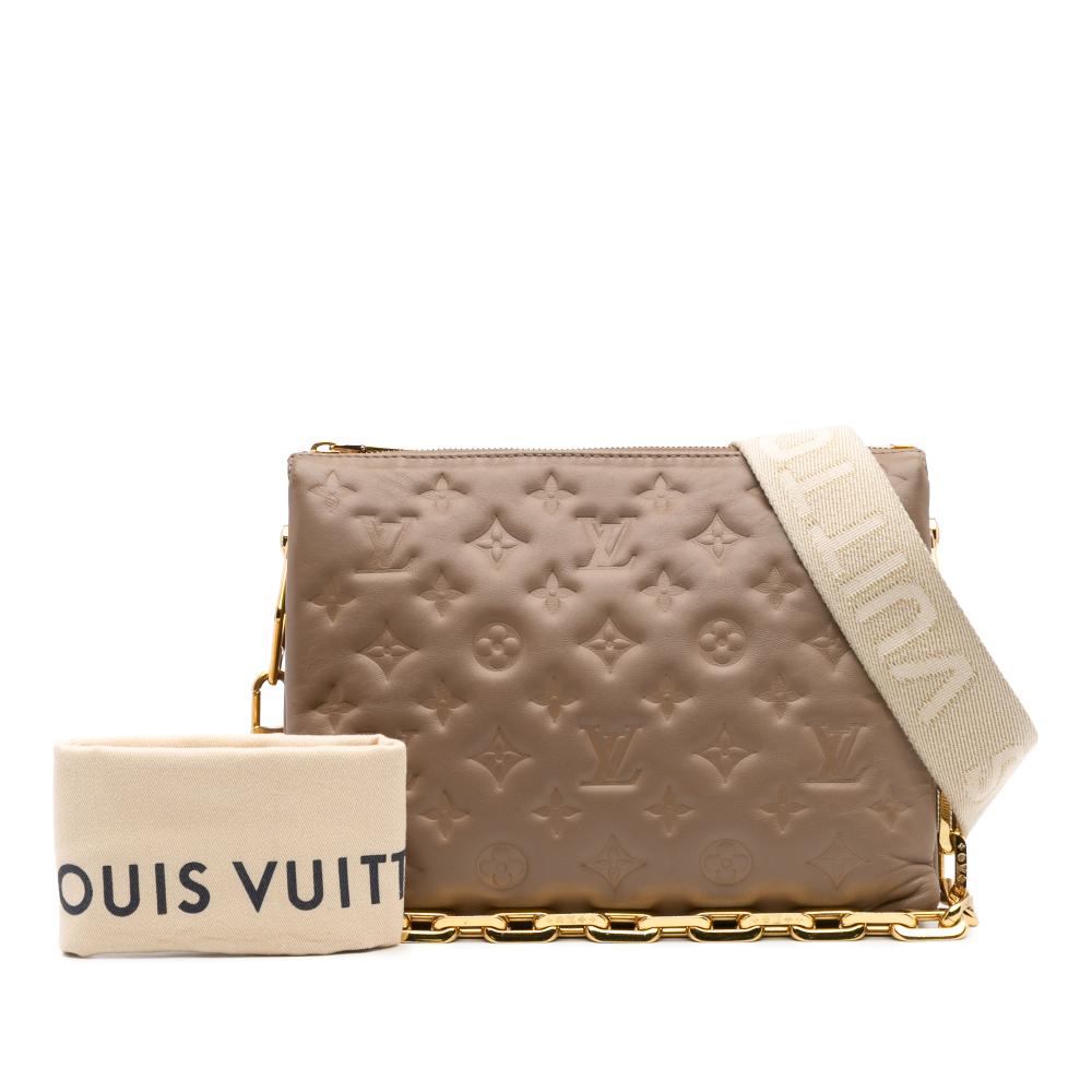 Louis Vuitton Brown Monogram Embossed Puffy Lambskin Coussin PM France