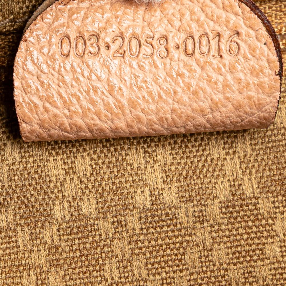 Gucci B Gucci Brown Beige Suede Leather Bamboo Backpack Italy