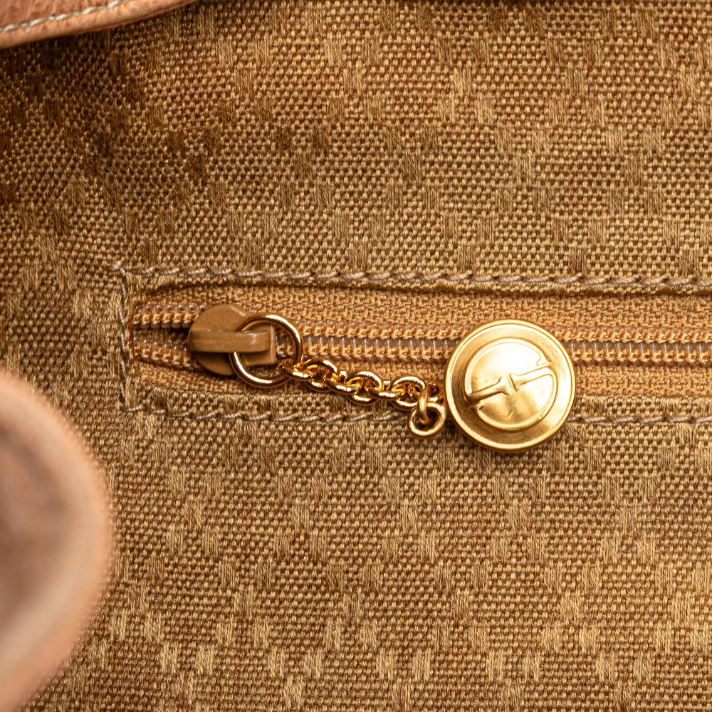 Gucci B Gucci Brown Beige Suede Leather Bamboo Backpack Italy